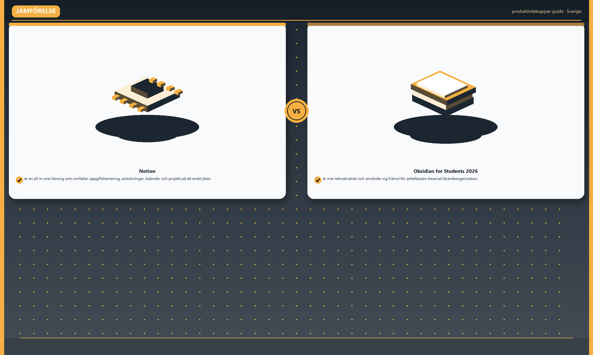 Jämförelse: Notion · Obsidian for Students 2026